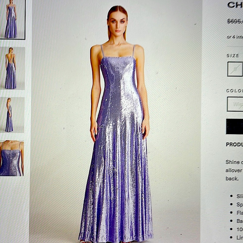 Charlotte sequence gown. Brand new sold out sexy backless gown in lavender.